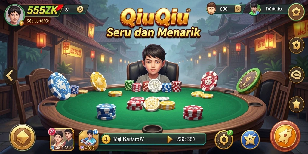 Tampilan gameplay seru di 555ZK yang menampilkan kartu QiuQiu.