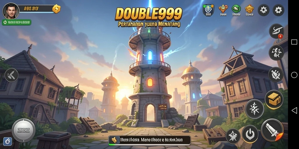 Tampilan menarik dari gameplay DOUBLE999 yang penuh strategi Tower Defense.