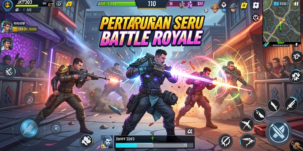 Gameplay menarik dan seru dalam JKT303 Battle Royale.