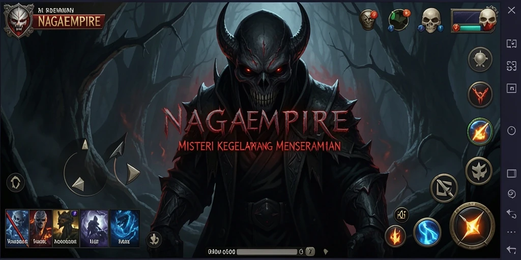 Screenshot gameplay NAGAEMPIRE menampilkan aksi seram yang mendebarkan.