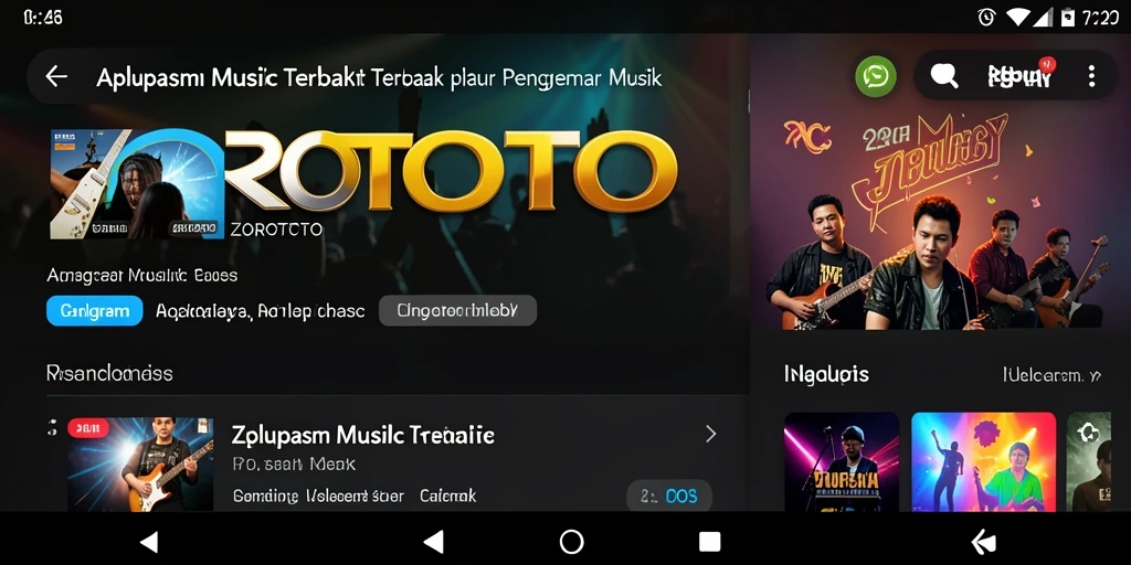 Screenshot gameplay ZOROTOTO menunjukkan beragam antarmuka musik yang menarik.